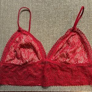 VS red lace bralette with adjustable straps
